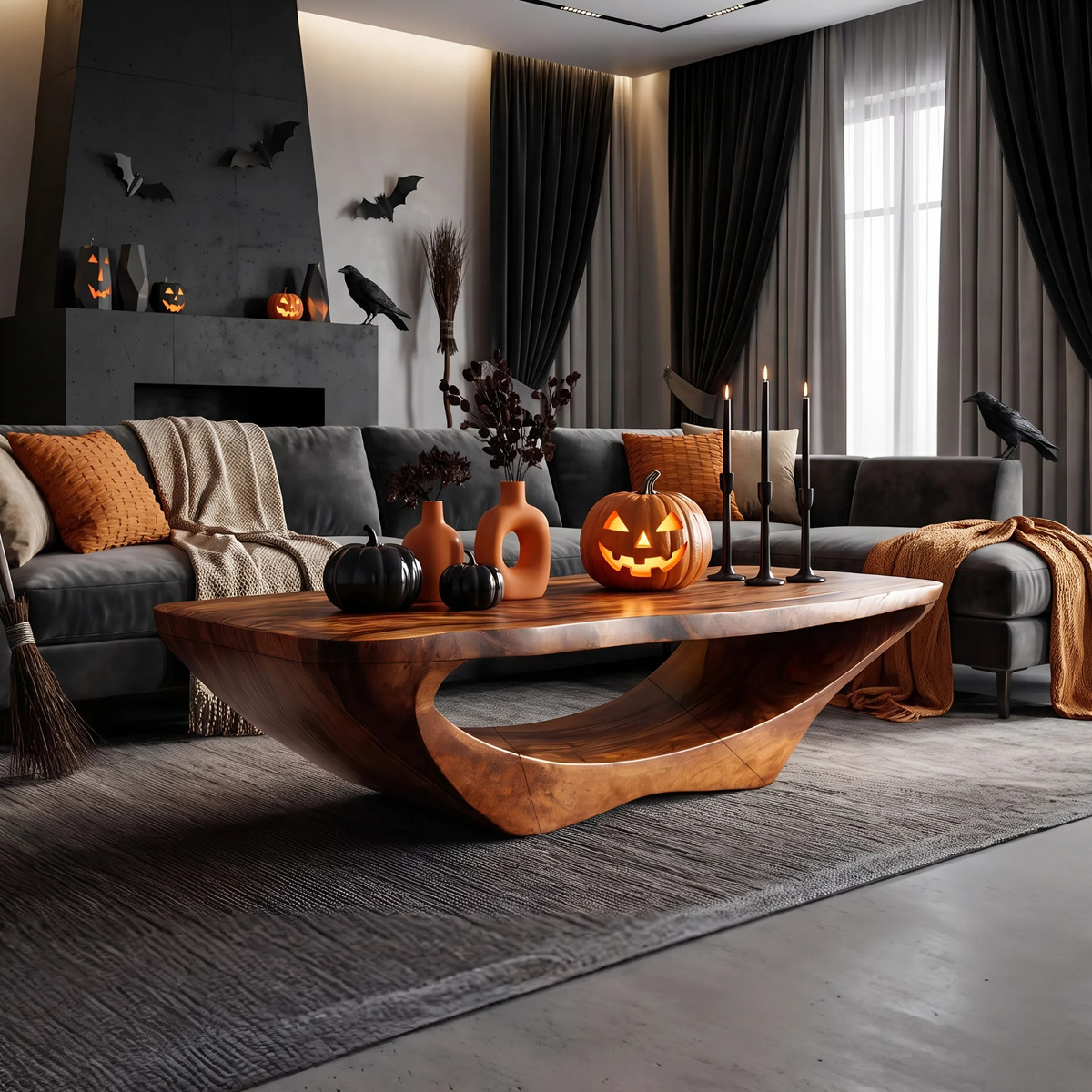 Farmhouse Live Edge Coffee Table Entryway Design Rustic Halloween
