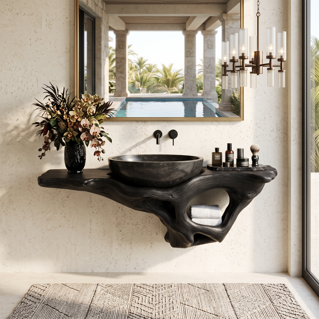 Mid Century Live Edge Vanity Bathroom Decor Accents