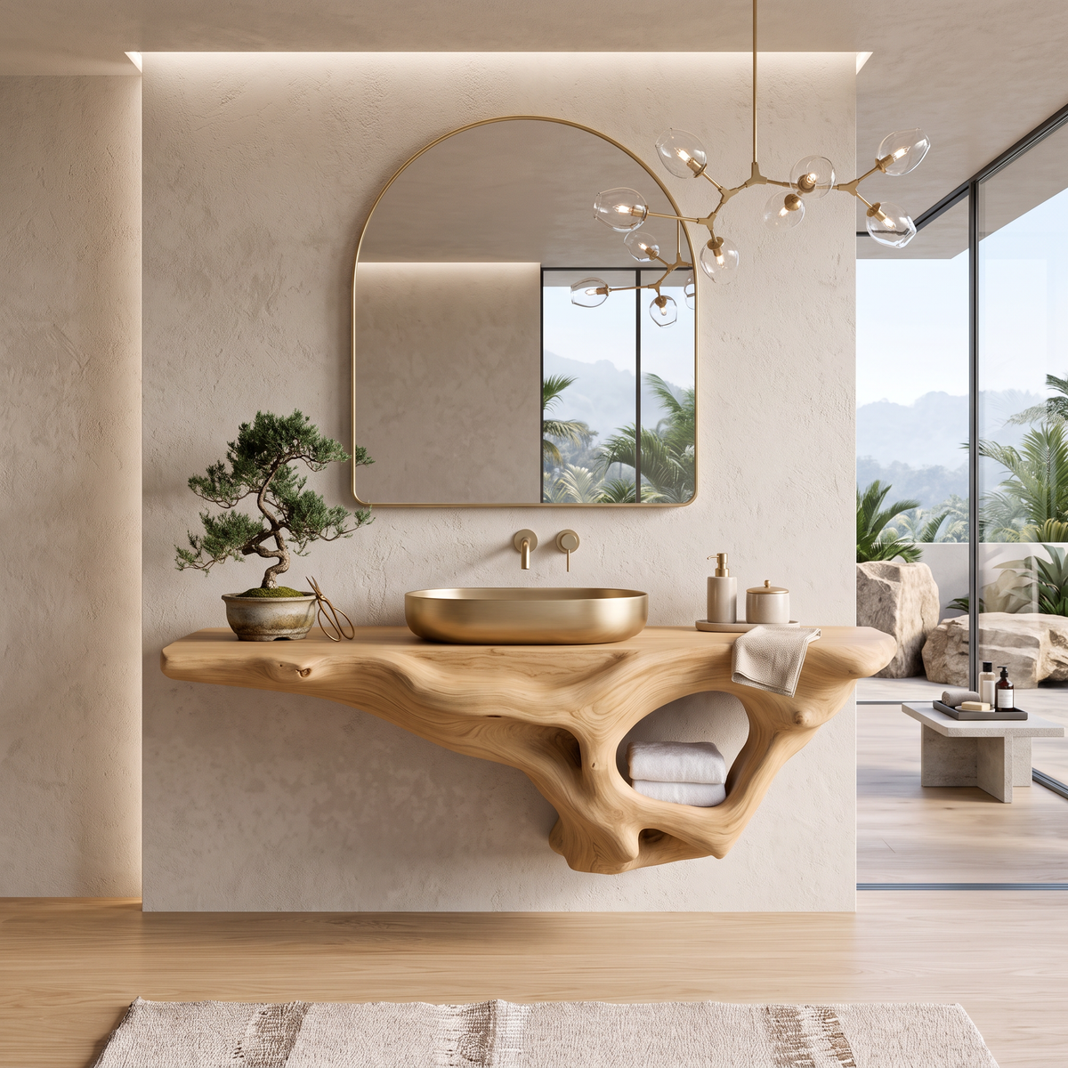Mid Century Live Edge Vanity Bathroom Decor Accents
