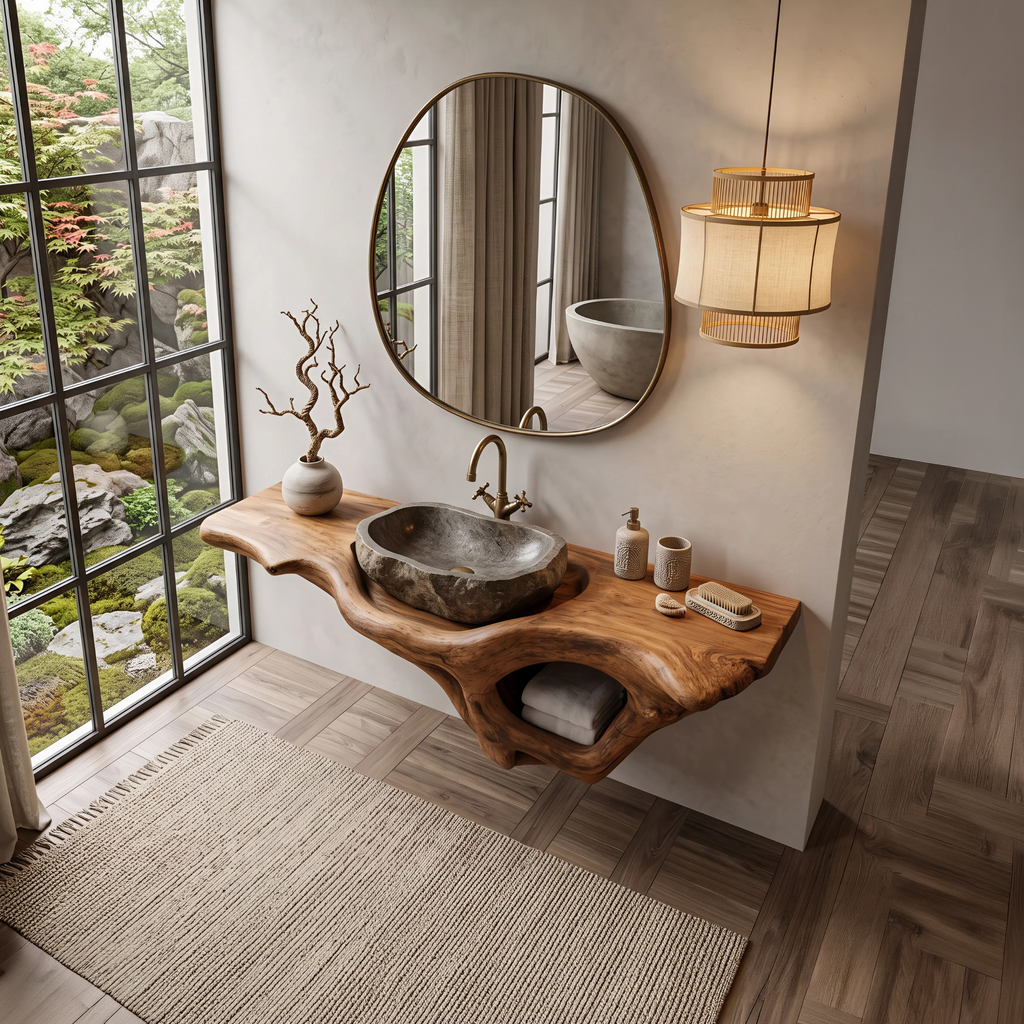 Mid Century Live Edge Vanity Bathroom Decor Accents