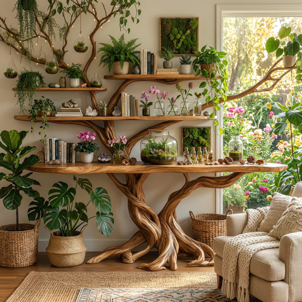 Florien Sculpted Solid Wood Console Table With Shelves