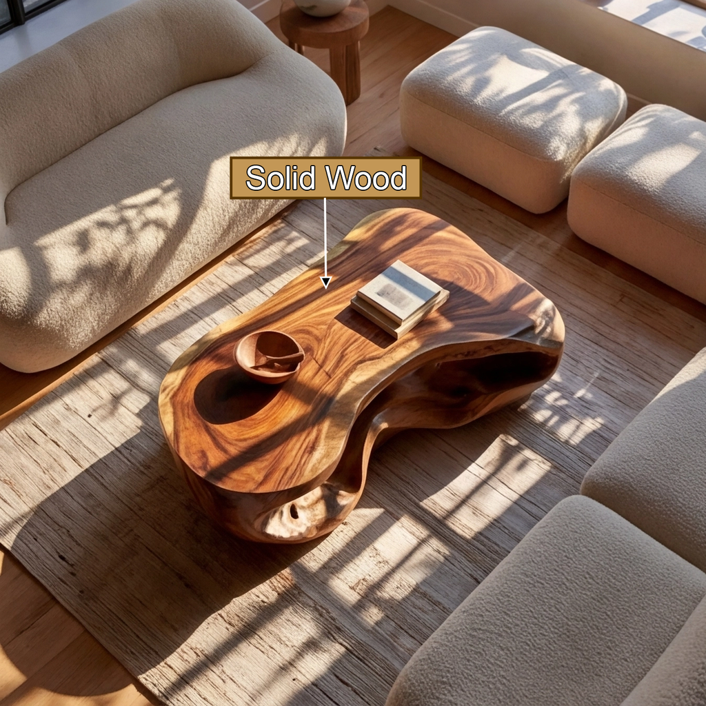 Kaelith Sculpted Solid Wood Coffee Table