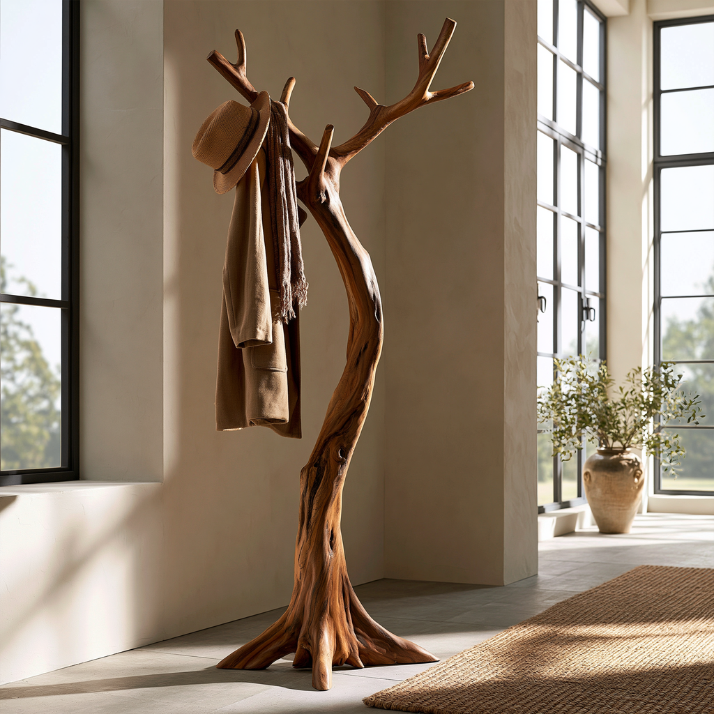 Lunareth Sculpted Solid Wood Tree Coat Rack