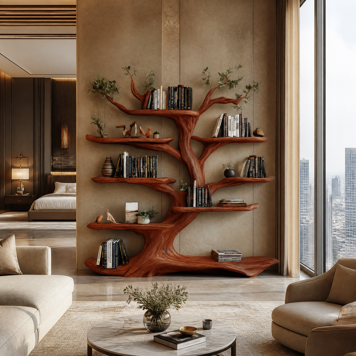 Arborelle Sculpted Solid Wood Tree Bookshelf