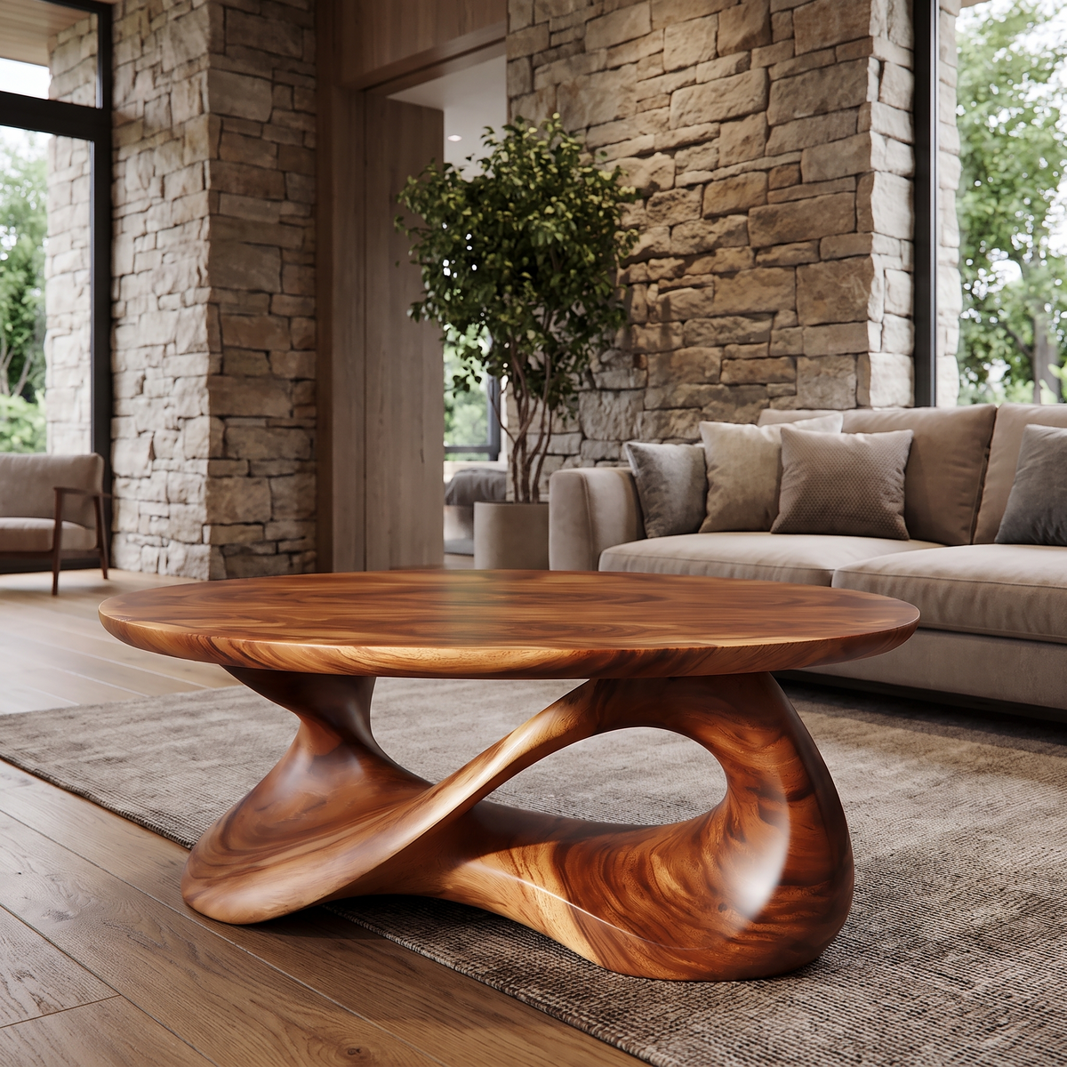 Orlessa Sculpted Solid Wood Coffee Table