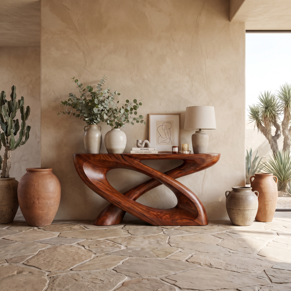 Veylora Sculpted Solid Wood Console Table