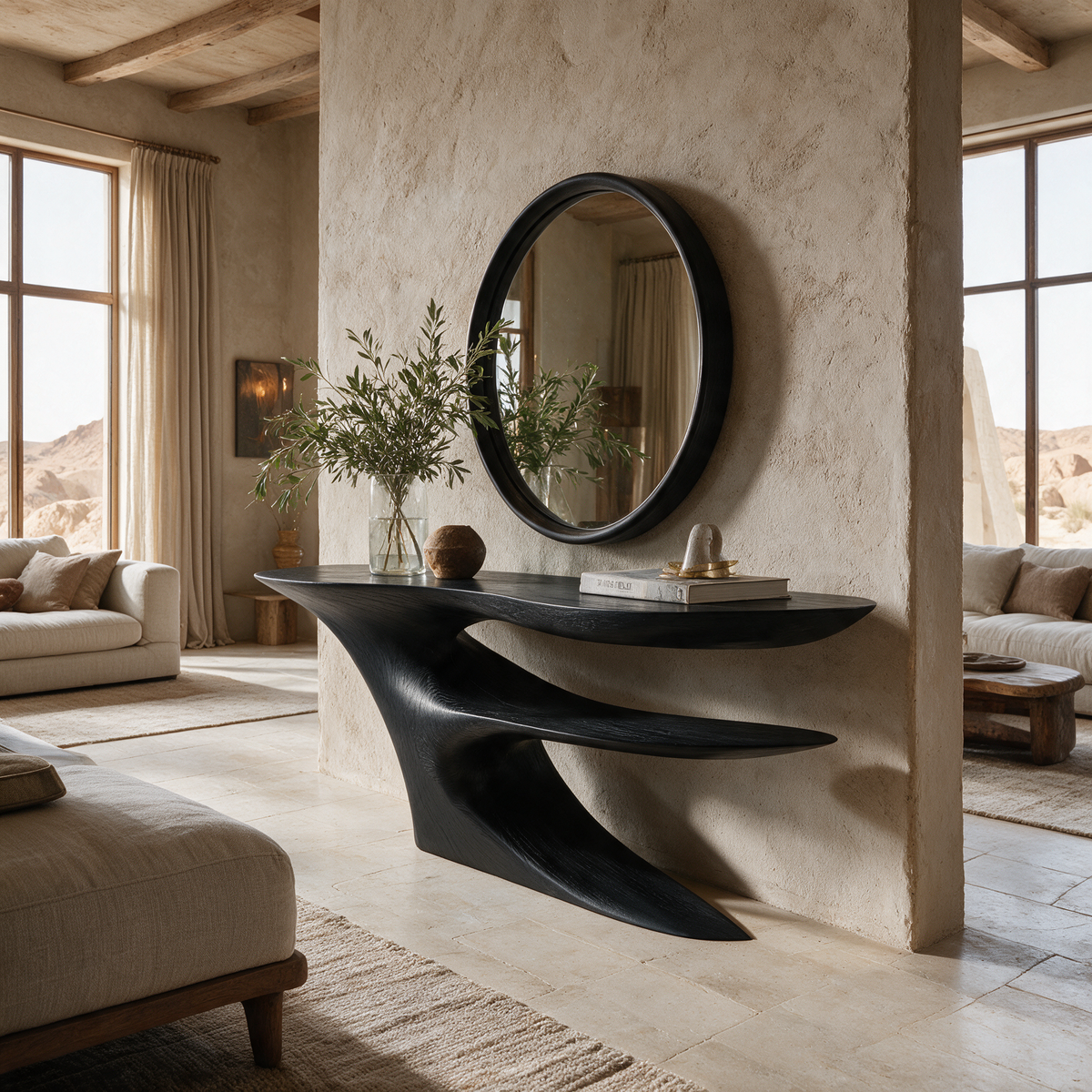 Zorathis Sculpted Solid Wood Console Table