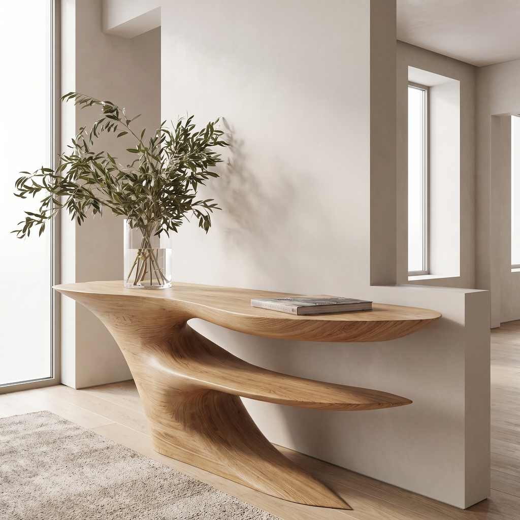 Zorathis Sculpted Solid Wood Console Table