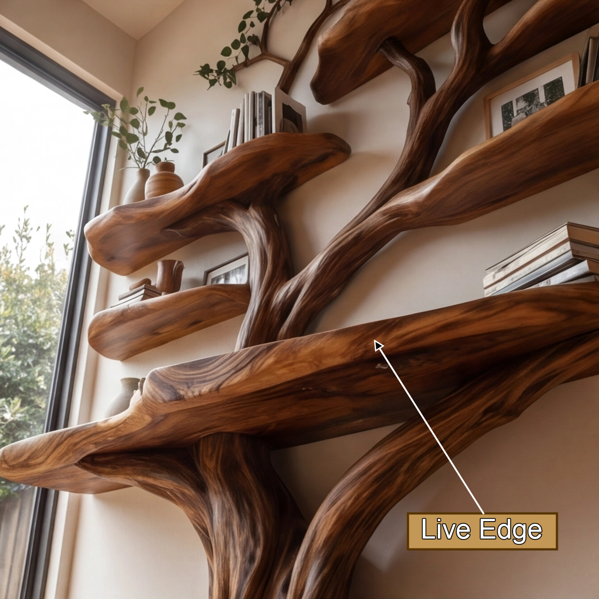 Vaelor Sculpted Solid Wood Console Table With Shelves