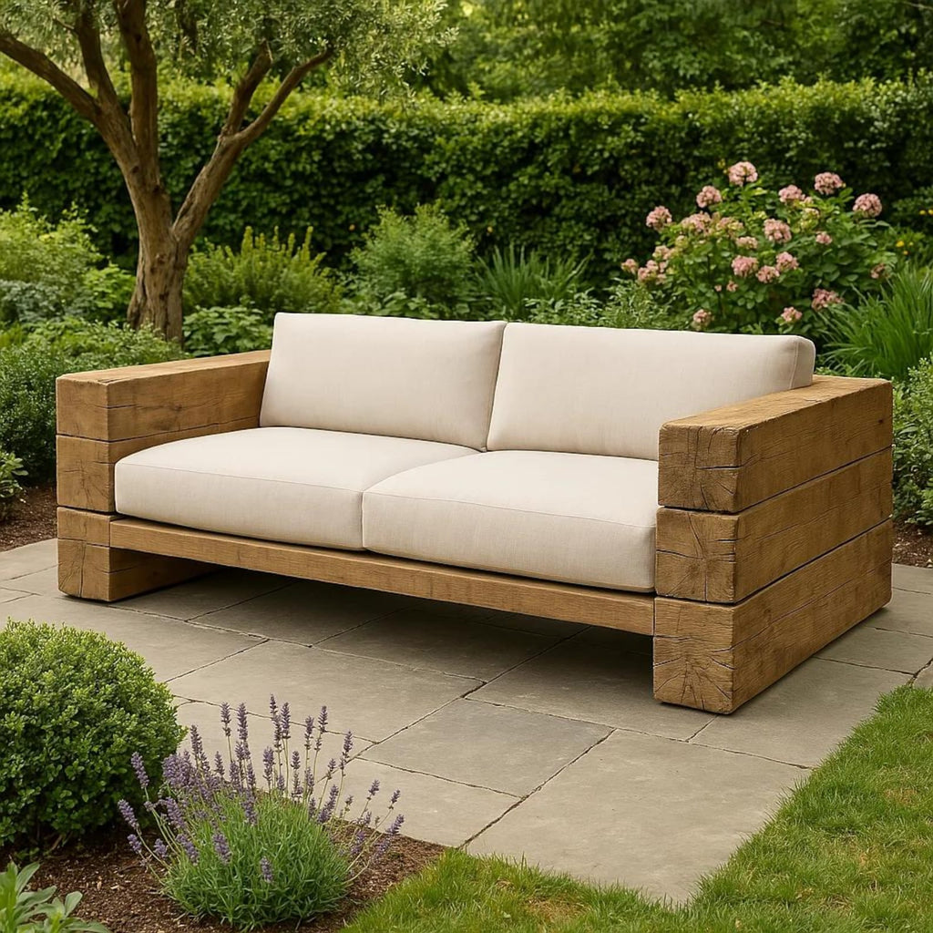 Rustic Wood Sofa Set For Garden Patio And Outdoor Lounge