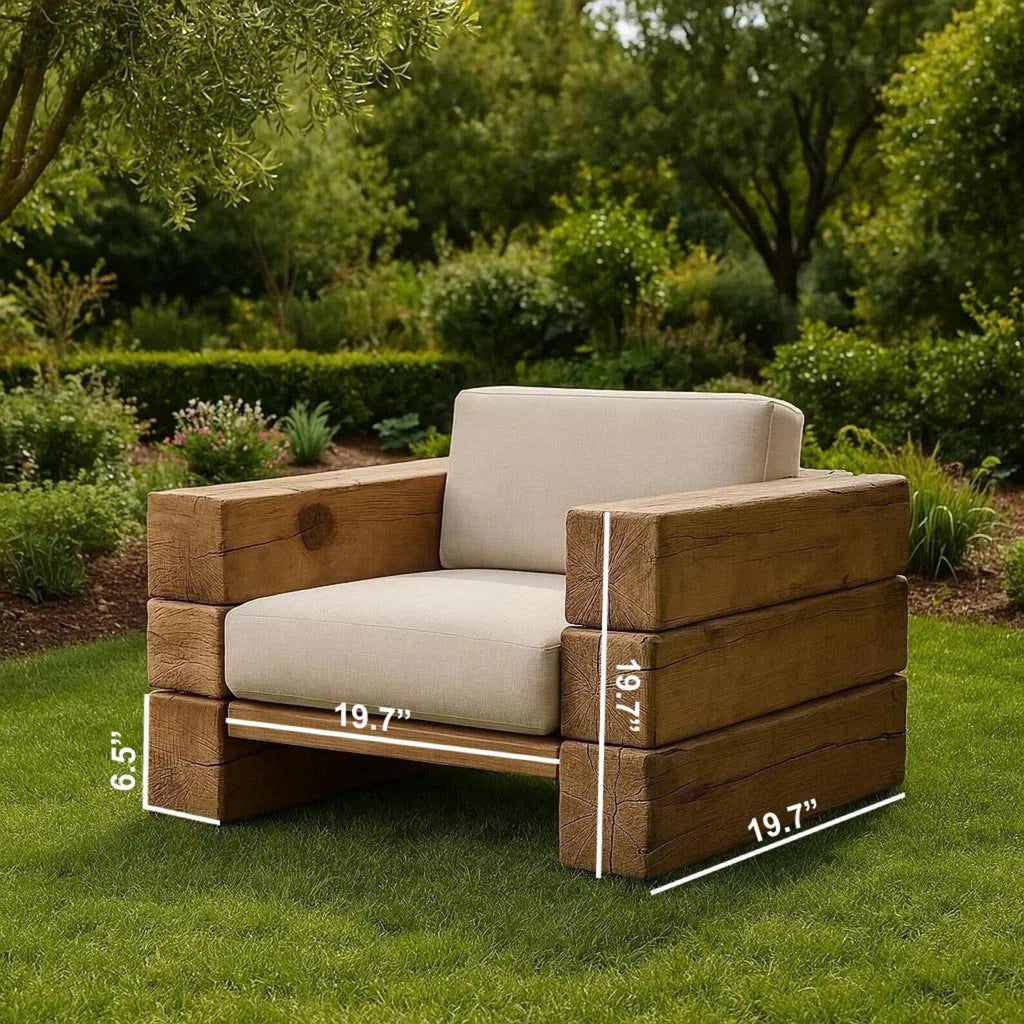 Rustic Wood Sofa Set For Garden Patio And Outdoor Lounge